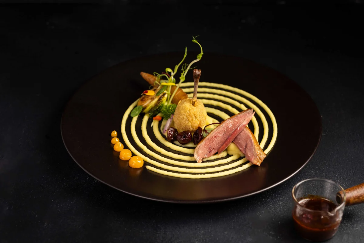 Full-bleed food table image