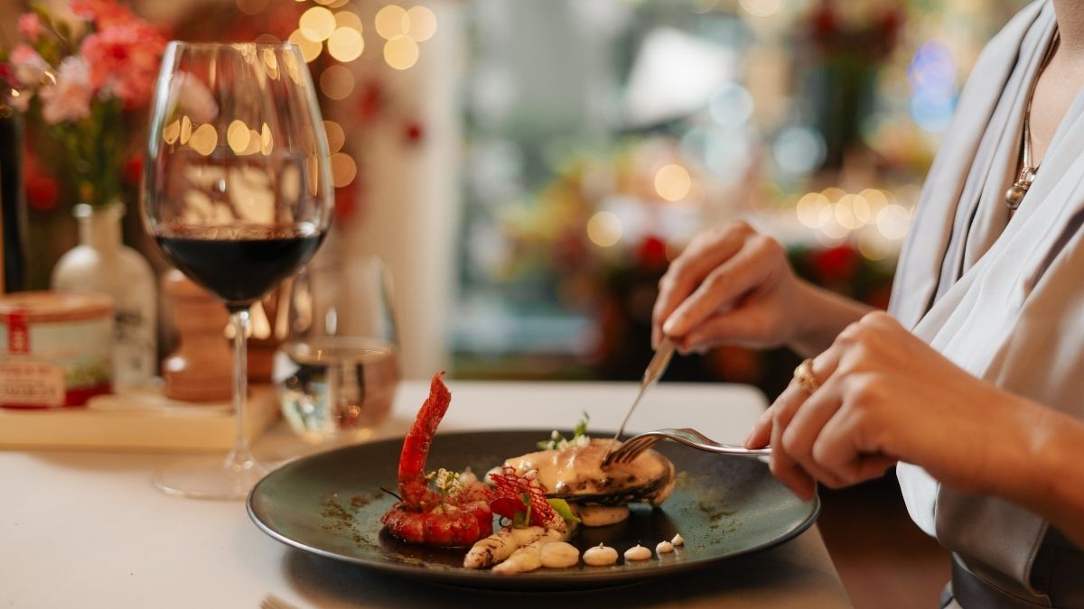 Duo of Steamed Australia Abalone Mariniere Style & Sauteed Carabineros Prawns